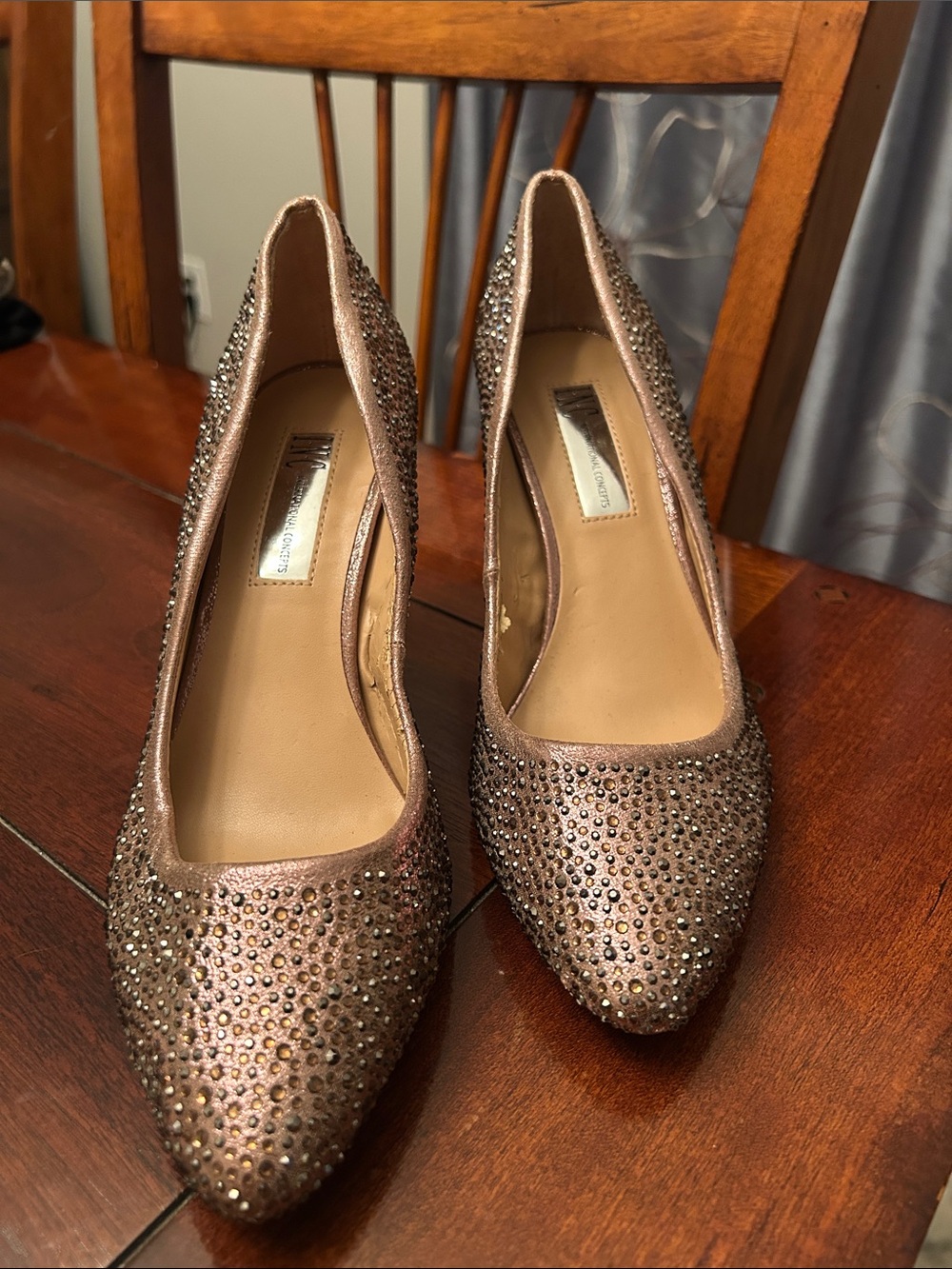 INC International Concepts Rose Gold Crystal Pointed-Toe Heels